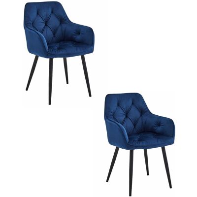 AKORD Sedia York - Velluto Blu Navy / Gambe Nere X 2 AKORD Sedia York - Velluto Blu Navy / Gambe Nere X 2