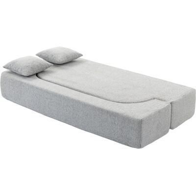 HOMCOM Divano Letto Matrimoniale 2 In 1 In Ciniglia Con 2 Cuscini, Grigio Chiaro HOMCOM Divano Letto Matrimoniale 2 In 1 In Ciniglia Con 2 Cuscini, Grigio Chiaro
