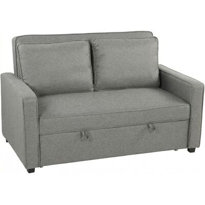 HOMCOM Divano Letto Estraibile Con 2 Cuscini E Schienale Regolabile, Grigio HOMCOM Divano Letto Estraibile Con 2 Cuscini E Schienale Regolabile, Grigio