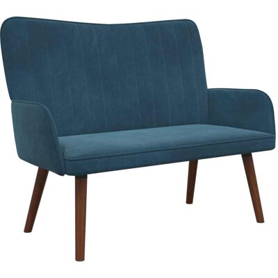 VIDAXL Divano A 2 Posti Blu 115 X 61 X 87 Cm Velluto VIDAXL Divano A 2 Posti Blu 115 X 61 X 87 Cm Velluto
