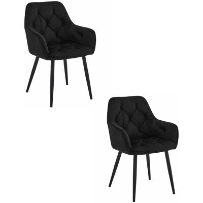 AKORD Sedia York - Velluto Nero / Gambe Nere X 2 AKORD Sedia York - Velluto Nero / Gambe Nere X 2