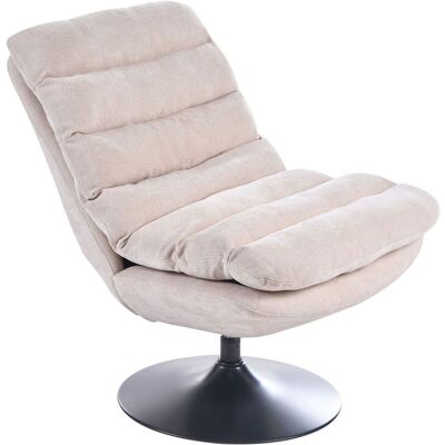 BELIANI Poltrona Girevole Con Gambe In Ferro Nero Base A 360° Seduta In Tessuto Con Cuscino Imbottito Beige Chiaro Hovet BELIANI Poltrona Girevole Con Gambe In Ferro Nero Base A 360° Seduta In Tessuto Con Cuscino Imbottito Beige Chiaro Hovet
