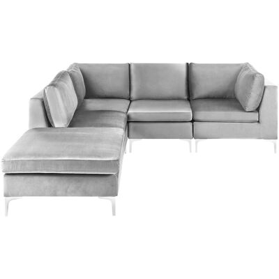 Beliani Modello EVJA Divano angolare modulare - Velluto, Grigio, 4 Posti Beliani Modello EVJA Divano angolare modulare - Velluto, Grigio, 4 Posti