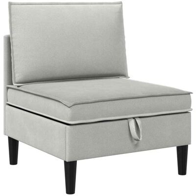 VIDAXL Divano Medio Con Storage Grigio Chiaro Velluto VIDAXL Divano Medio Con Storage Grigio Chiaro Velluto
