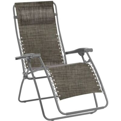 BAKAJI Sedia Giardino Poltrona Relax Pieghevole Gravita Zero Metallo Tessuto Grigio BAKAJI Sedia Giardino Poltrona Relax Pieghevole Gravita Zero Metallo Tessuto Grigio