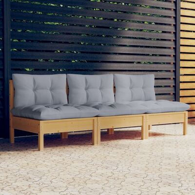 Divano da giardino vidaXL 3 posti con cuscini - Mobili da esterno modulare Divano da giardino vidaXL 3 posti con cuscini - Mobili da esterno modulare