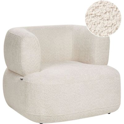 BELIANI Poltrona Imbottita In Tessuto Chenille Color Beige Chiaro Con Schienale Curvo Design Moderno Scandinavo Lohja BELIANI Poltrona Imbottita In Tessuto Chenille Color Beige Chiaro Con Schienale Curvo Design Moderno Scandinavo Lohja