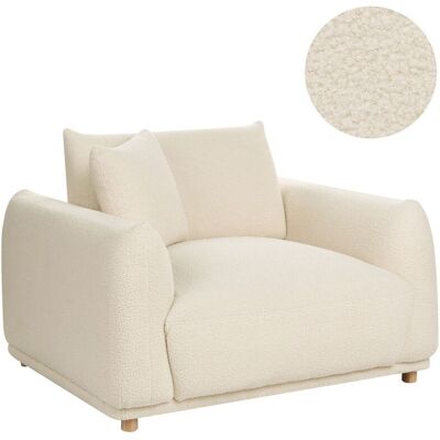 BELIANI Poltrona Da Salotto Con Schienale In Bouclè Bianco Sporco E Gambe In Legno Jubek BELIANI Poltrona Da Salotto Con Schienale In Bouclè Bianco Sporco E Gambe In Legno Jubek