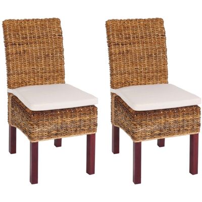 DÉCOSHOP26 Set Di 2 Sedie Da Pranzo In Tessuto Intrecciato A Foglia Di Banano Con Gambe E Cuscini In Mogano 040011571 DÉCOSHOP26 Set Di 2 Sedie Da Pranzo In Tessuto Intrecciato A Foglia Di Banano Con Gambe E Cuscini In Mogano 040011571