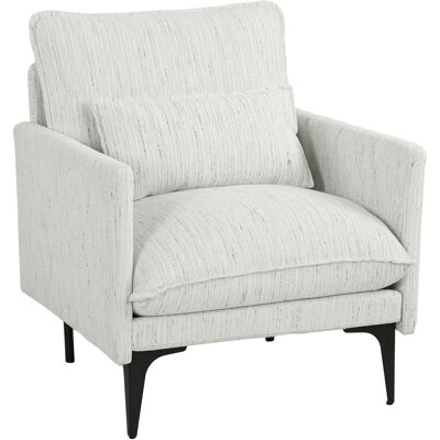 OEM Poltrona Salotto Imbottita In Tessuto Effetto Lino Con Braccioli, Cuscino Lombare E Seduta Ampia, Bianco OEM Poltrona Salotto Imbottita In Tessuto Effetto Lino Con Braccioli, Cuscino Lombare E Seduta Ampia, Bianco