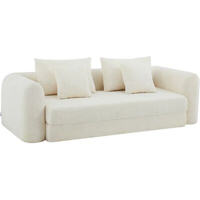 Unique Divano Letto 3 Posti Compatto In Tessuto Boucette Beige - Catono Unique Divano Letto 3 Posti Compatto In Tessuto Boucette Beige - Catono