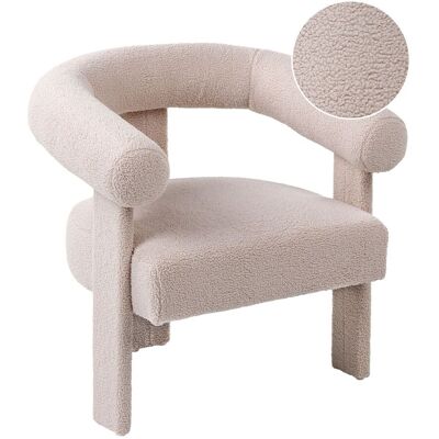 BELIANI Poltrona Da Salotto In Stile Retrò Rivestita In Bouclé Con Gambe Beige Chiaro Ilbro BELIANI Poltrona Da Salotto In Stile Retrò Rivestita In Bouclé Con Gambe Beige Chiaro Ilbro