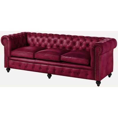 Massivmoebel24 Chesterfield 403 Divano 3 Posti - Vera Pelle / Rosso 216x82x75 Massivmoebel24 Chesterfield 403 Divano 3 Posti - Vera Pelle / Rosso 216x82x75