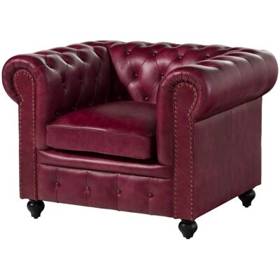 Massivmoebel24 - Chesterfield 402 Poltrona - Vera Pelle / Rosso 105x82x75 Massivmoebel24 - Chesterfield 402 Poltrona - Vera Pelle / Rosso 105x82x75