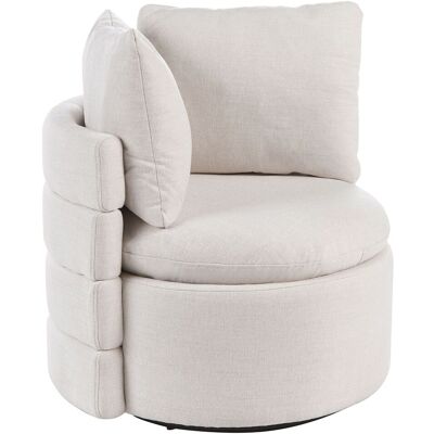 BELIANI Poltrona In Tessuto Con Schienale Curvo Base Girevole A 360° Con Contenitore Cuscini Decorativi Bianco Sporco Randers BELIANI Poltrona In Tessuto Con Schienale Curvo Base Girevole A 360° Con Contenitore Cuscini Decorativi Bianco Sporco Randers