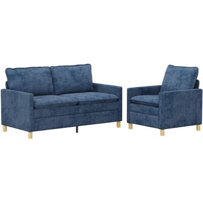 VIDAXL Set Di Divani 2 Pcs Blu Poliestere VIDAXL Set Di Divani 2 Pcs Blu Poliestere