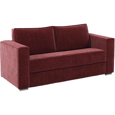 Unique Divano Letto 3 Posti Express In Tessuto Ciniglia Bordeaux Letto 140 Cm Materasso 22 Cm Con Memory Foam - Loreto Unique Divano Letto 3 Posti Express In Tessuto Ciniglia Bordeaux Letto 140 Cm Materasso 22 Cm Con Memory Foam - Loreto