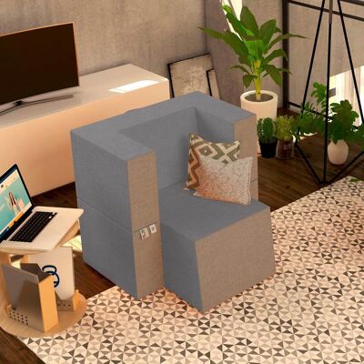 BALDIFLEX Poltrona Morbida Convertibile In Pouf Color Grigio Praticha - BALDIFLEX Poltrona Morbida Convertibile In Pouf Color Grigio Praticha -