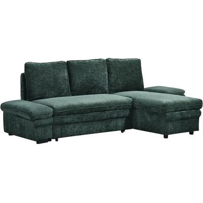 Unique Divano Letto Angolare Reversibile In Tessuto Ciniglia Verde - Siviara Unique Divano Letto Angolare Reversibile In Tessuto Ciniglia Verde - Siviara