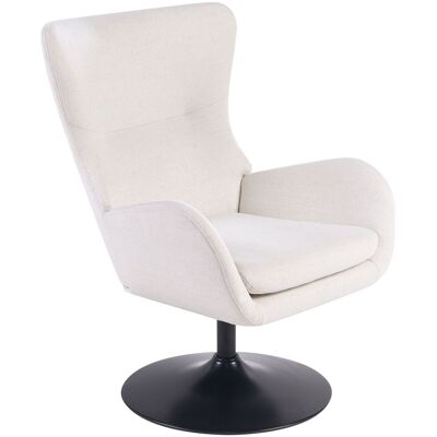 BELIANI Poltrona Girevole Rivestita In Tessuto Con Gambe In Ferro Nero Massiccio E Base A 360° Cuscino Di Seduta Bianco Sporco Vigge BELIANI Poltrona Girevole Rivestita In Tessuto Con Gambe In Ferro Nero Massiccio E Base A 360° Cuscino Di Seduta Bianco Sporco Vigge