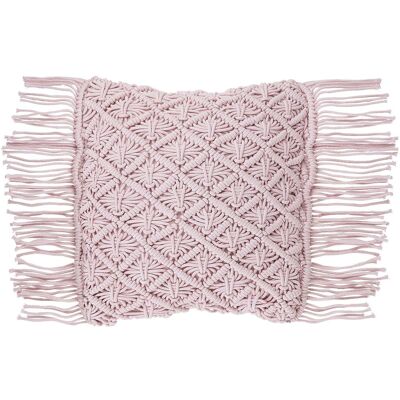 Cuscino in cotone e macramè Beliani - Rosa 40x40cm - Cuscino Cuscino in cotone e macramè Beliani - Rosa 40x40cm - Cuscino