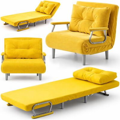 BAKAJI Poltrona Divano Letto Singolo Reclinabile Mostarda Rivestimento Velluto A Coste BAKAJI Poltrona Divano Letto Singolo Reclinabile Mostarda Rivestimento Velluto A Coste