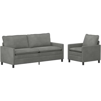 VIDAXL Set Di Divani 2 Pcs Grigio Scuro Velluto VIDAXL Set Di Divani 2 Pcs Grigio Scuro Velluto