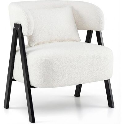 COSTWAY Poltrona Imbottita Con Cuscino, Gambe In Metallo, Per Salotto, Portata 150 Kg,bianco COSTWAY Poltrona Imbottita Con Cuscino, Gambe In Metallo, Per Salotto, Portata 150 Kg,bianco