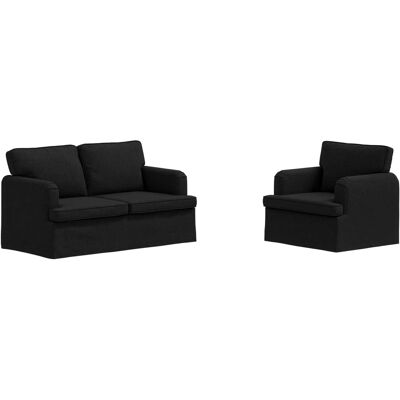 VIDAXL Set Di Divani 2 Pcs Nero 144 X 80 X 85 Cm Tessuto VIDAXL Set Di Divani 2 Pcs Nero 144 X 80 X 85 Cm Tessuto