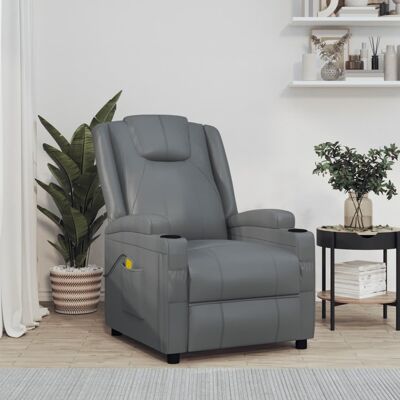 vidaXL Poltrona massaggi reclinabile - Antracite - Pelle sintetica vidaXL Poltrona massaggi reclinabile - Antracite - Pelle sintetica