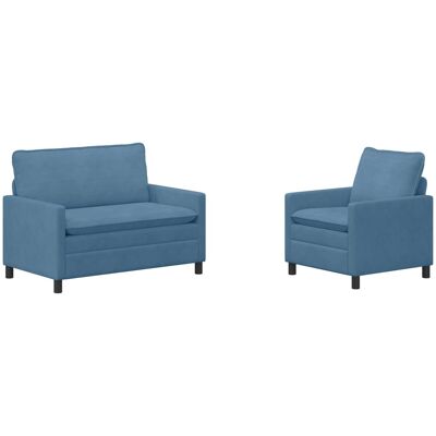 VIDAXL Set Di Divani 2 Pcs Blu Tessuto VIDAXL Set Di Divani 2 Pcs Blu Tessuto