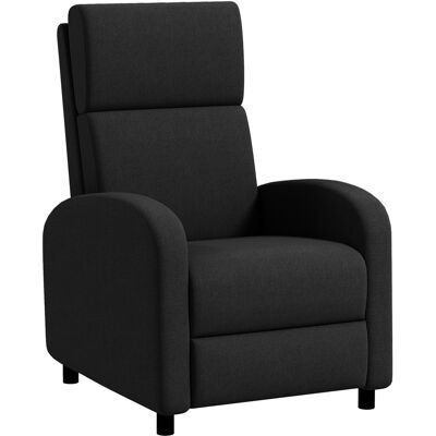 OEM Poltrona Relax Reclinabile Manuale 160° Con Poggiapiedi In Tessuto Effetto Lino, Nero OEM Poltrona Relax Reclinabile Manuale 160° Con Poggiapiedi In Tessuto Effetto Lino, Nero