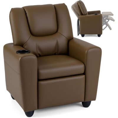 COSTWAY Poltrona Reclinabile Per Bambini,poggiapiedi Regolabile,porta Bicchiere,3+ Anni,caffè COSTWAY Poltrona Reclinabile Per Bambini,poggiapiedi Regolabile,porta Bicchiere,3+ Anni,caffè