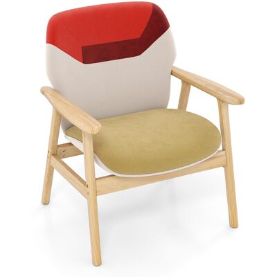 COSTWAY Sedia Moderna In Legno Imbottita Poltrona Laterale Mobili Interno Schienale Spazioso Braccioli Cuscino Della Seduta Struttura Legno Di Gomma Ergonomic COSTWAY Sedia Moderna In Legno Imbottita Poltrona Laterale Mobili Interno Schienale Spazioso Braccioli Cuscino Della Seduta Struttura Legno Di Gomma Ergonomic