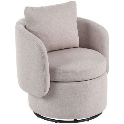 BELIANI Poltrona In Tessuto Con Schienale Curvo Base Girevole A 360° Con Contenitore E Cuscino Decorativo Beige Horsens BELIANI Poltrona In Tessuto Con Schienale Curvo Base Girevole A 360° Con Contenitore E Cuscino Decorativo Beige Horsens