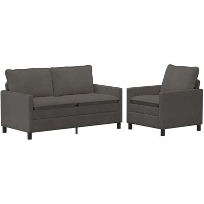 VIDAXL Set Di Divani 2 Pcs Grigio Scuro Tessuto VIDAXL Set Di Divani 2 Pcs Grigio Scuro Tessuto