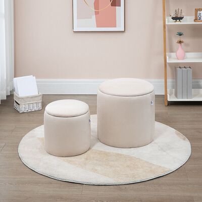 PZCC Sgabello Ottomano, Set Da Due, Con Vano Contenitore, Rivestimento Morbido Effetto Velluto A Coste, Bianco Crema, 40 X 40 X 41 Cm PZCC Sgabello Ottomano, Set Da Due, Con Vano Contenitore, Rivestimento Morbido Effetto Velluto A Coste, Bianco Crema, 40 X 40 X 41 Cm