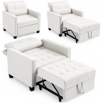 BAKAJI Poltrona Divano Letto Singolo Chaise Lounge Beige Seduta Imbottita Ergonomica BAKAJI Poltrona Divano Letto Singolo Chaise Lounge Beige Seduta Imbottita Ergonomica