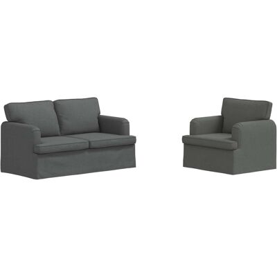 VIDAXL Set Di Divani 2 Pcs Grigio Scuro 144 X 80 X 85 Cm Tessuto VIDAXL Set Di Divani 2 Pcs Grigio Scuro 144 X 80 X 85 Cm Tessuto