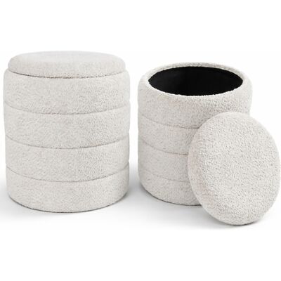 BAKAJI Set 2 Pouf Contenitori Rivestimento Bounclè Bianco Seduta Imbottita Ergonomica BAKAJI Set 2 Pouf Contenitori Rivestimento Bounclè Bianco Seduta Imbottita Ergonomica