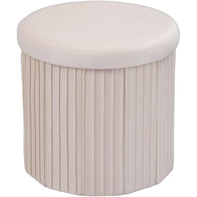 RELAXDAYS Pouf In Velluto Con Vano Portaoggetti, Imbottito E Pieghevole, Hxd: 38 X 38 Cm, Pouf Rotondo Crema RELAXDAYS Pouf In Velluto Con Vano Portaoggetti, Imbottito E Pieghevole, Hxd: 38 X 38 Cm, Pouf Rotondo Crema