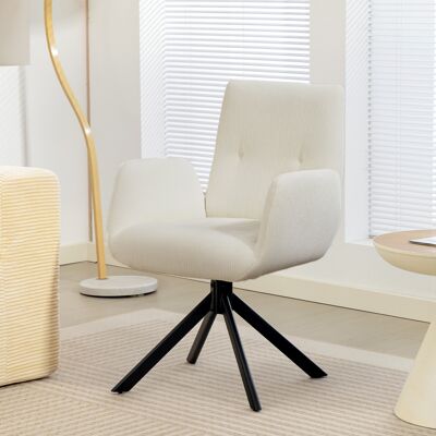 PZCC Poltrona Imbottita, Poltrona D'Accento, Design Moderno, Girevole, Portata Massima 120 Kg, Colore Bianco Crema. PZCC Poltrona Imbottita, Poltrona D'Accento, Design Moderno, Girevole, Portata Massima 120 Kg, Colore Bianco Crema.