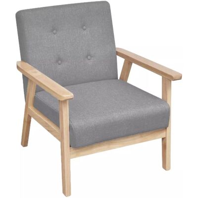 Helloshop26 - Sillón diseño club - grigio chiaro - legno + tessuto - Sedia Helloshop26 - Sillón diseño club - grigio chiaro - legno + tessuto - Sedia