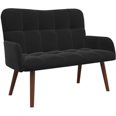 VIDAXL Divano A 2 Posti Nero 115 X 61 X 87 Cm Velluto VIDAXL Divano A 2 Posti Nero 115 X 61 X 87 Cm Velluto