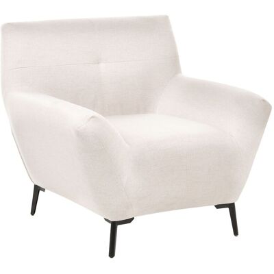 BELIANI Poltrona In Tessuto Con Braccioli E Gambe In Metallo, Con Trapuntatura Decorativa, Per Soggiorno Moderno, Bianco Sporco Lakene BELIANI Poltrona In Tessuto Con Braccioli E Gambe In Metallo, Con Trapuntatura Decorativa, Per Soggiorno Moderno, Bianco Sporco Lakene
