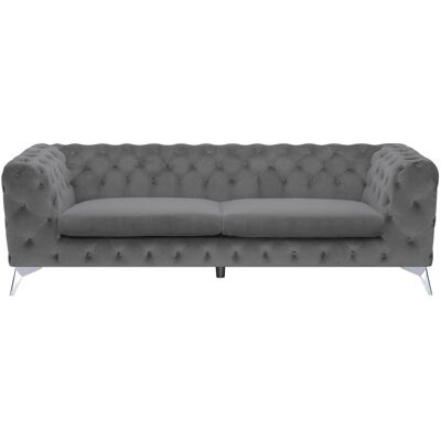 Divano Chesterfield 3 posti in velluto grigio Divano Chesterfield 3 posti in velluto grigio