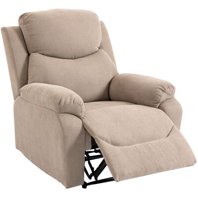 OEM Poltrona Reclinabile Manuale In Tessuto Cuscino Spesso, Braccioli Imbottiti E Poggiapiedi, Beige OEM Poltrona Reclinabile Manuale In Tessuto Cuscino Spesso, Braccioli Imbottiti E Poggiapiedi, Beige