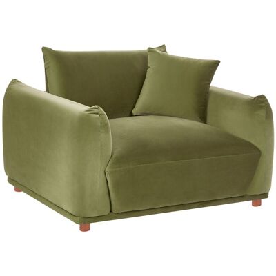 BELIANI Poltrona Da Salotto Con Schienale In Velluto Verde E Gambe In Legno Jubek BELIANI Poltrona Da Salotto Con Schienale In Velluto Verde E Gambe In Legno Jubek