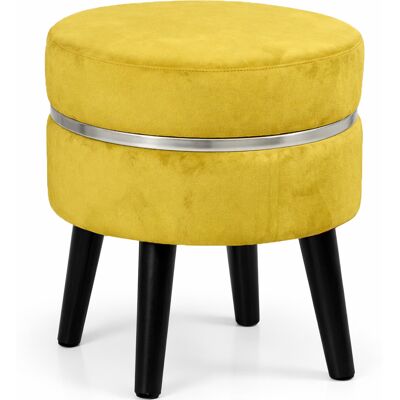 BAKAJI Pouf Sgabello Rotondo Mostarda Design Moderno Poggiapiedi Con Rivestimento In Velluto BAKAJI Pouf Sgabello Rotondo Mostarda Design Moderno Poggiapiedi Con Rivestimento In Velluto
