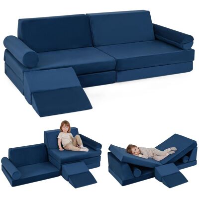 COSTWAY Divano Bambini Componibile Modulare Convertibile Sottovuoto Interno Cameretta Braccioli Schienale Gioco 10 Pezzi Letto Divanetto Scivolo Materasso Pol COSTWAY Divano Bambini Componibile Modulare Convertibile Sottovuoto Interno Cameretta Braccioli Schienale Gioco 10 Pezzi Letto Divanetto Scivolo Materasso Pol